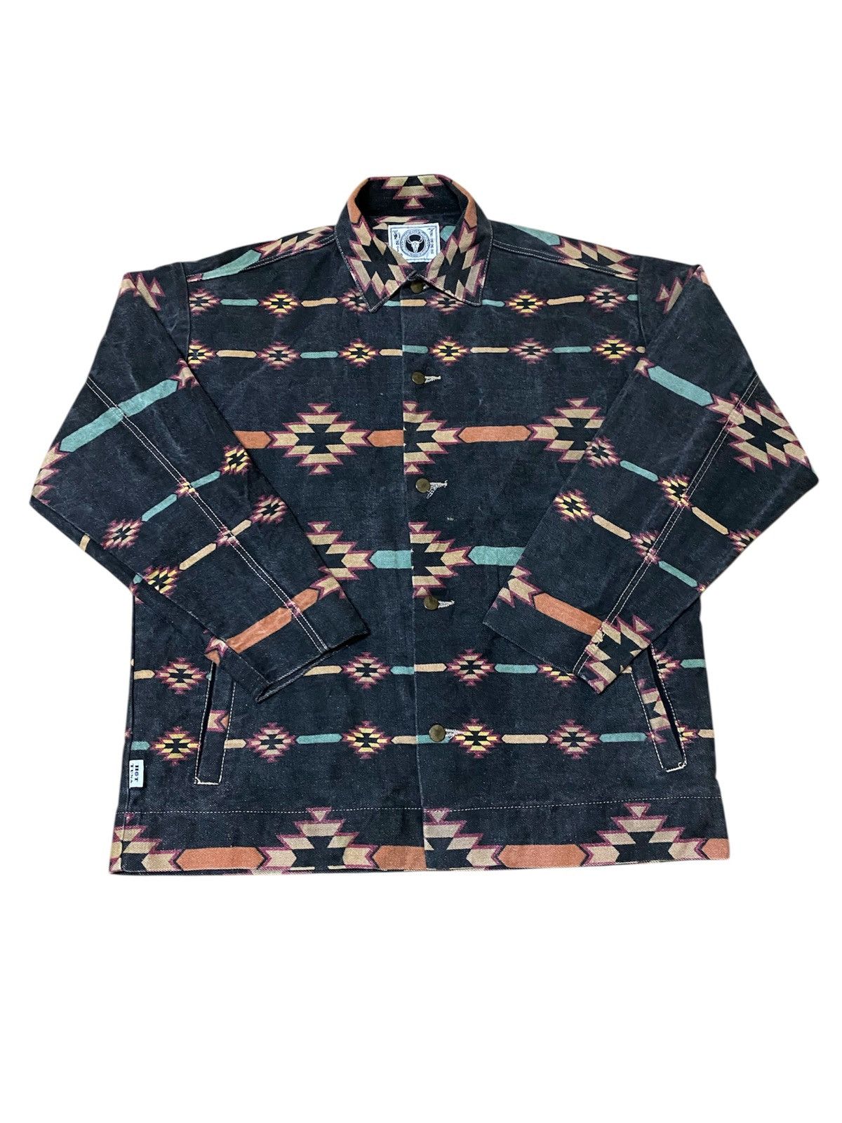 Hot Tuna Vtg 90s Hot Tuna Navajo Pattern Aztec Style Denim Jacket Size US L / EU 52-54 / 3 - 1 Thumbnail