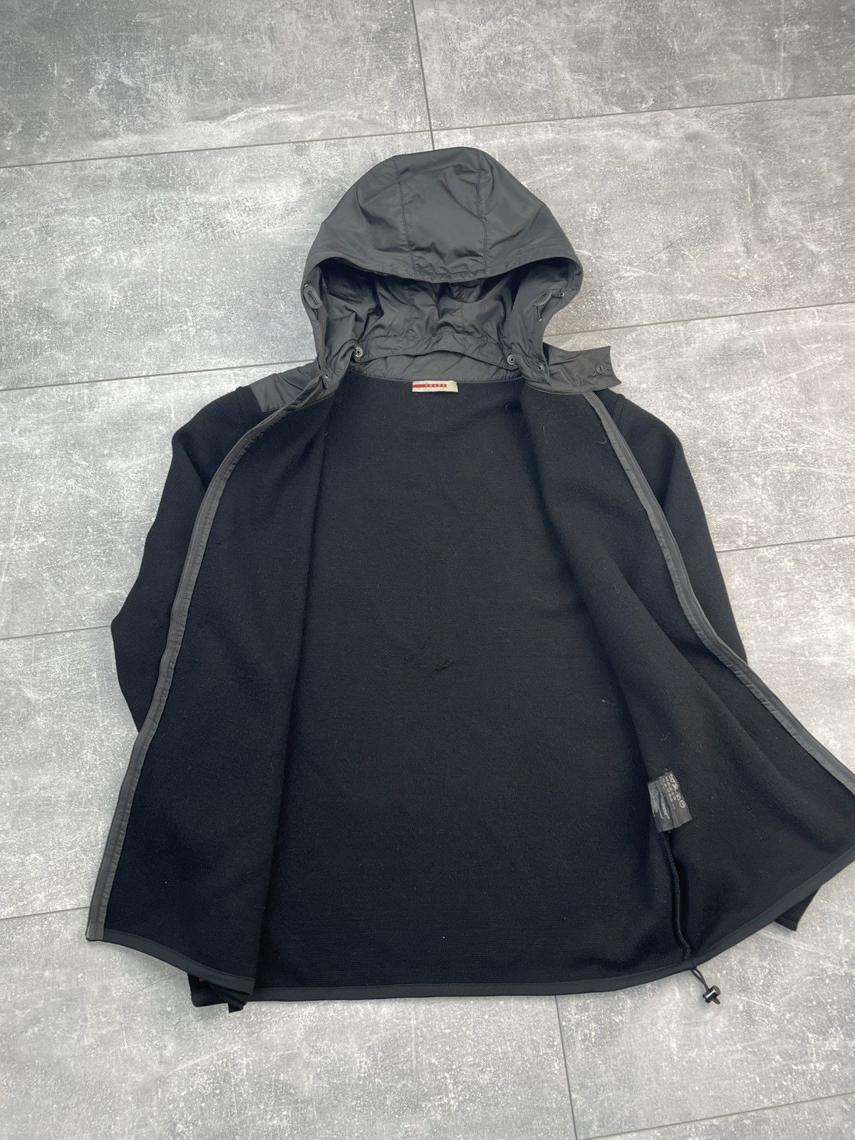 Prada Sport Knit Wool Nylon Zip Hoodie Jacket