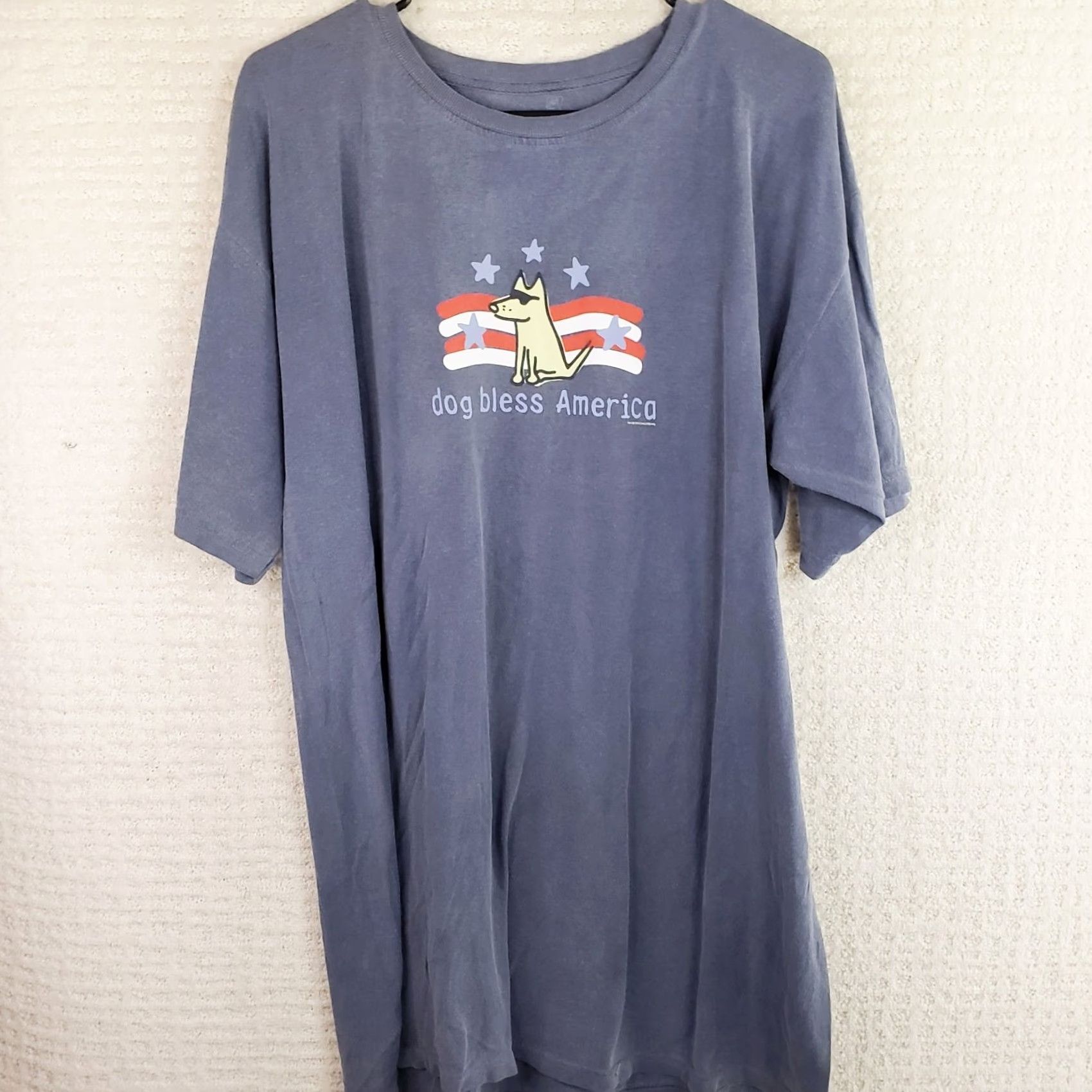 Vintage Teddy the Dog Classic Tee "God Bless America" Patriotic Unisex Blue Shirt L Size US L / EU 52-54 / 3 - 2 Thumbnail
