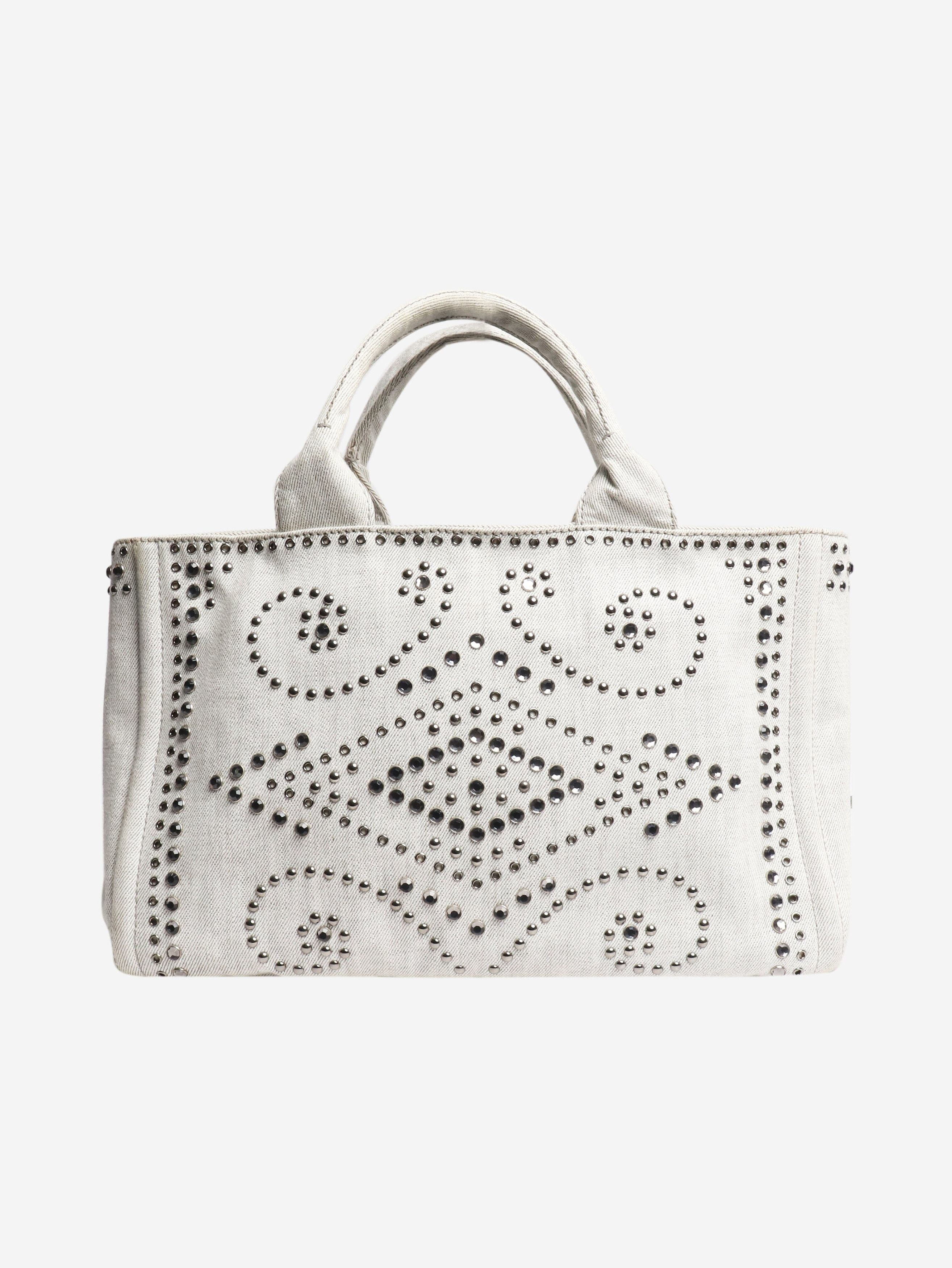 Prada Ash grey denim bejewelled 2way tote Size ONE SIZE - 1 Thumbnail
