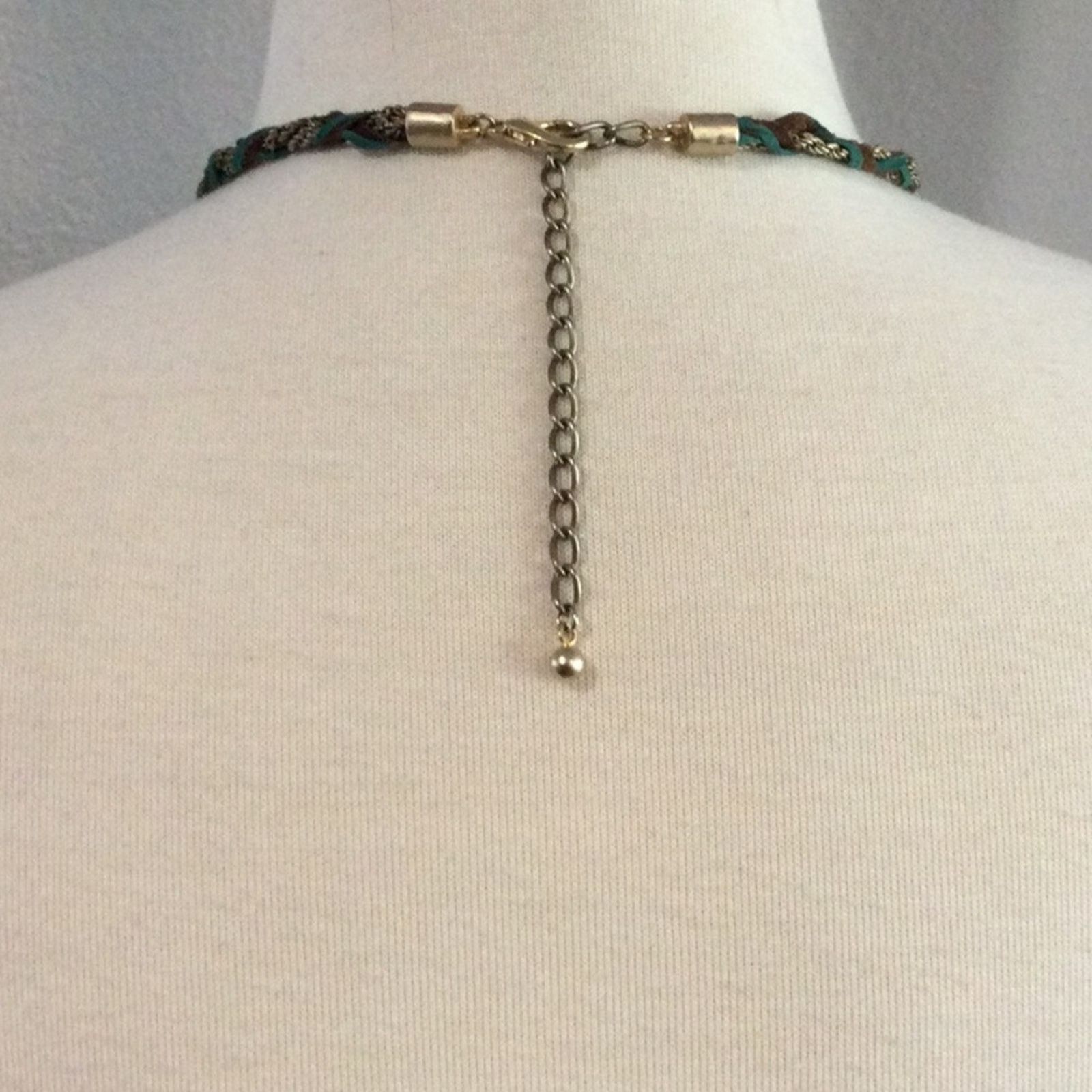 Other Elegant Blue, Gold, Brown Braided Leather Necklace Size ONE SIZE - 10 Thumbnail