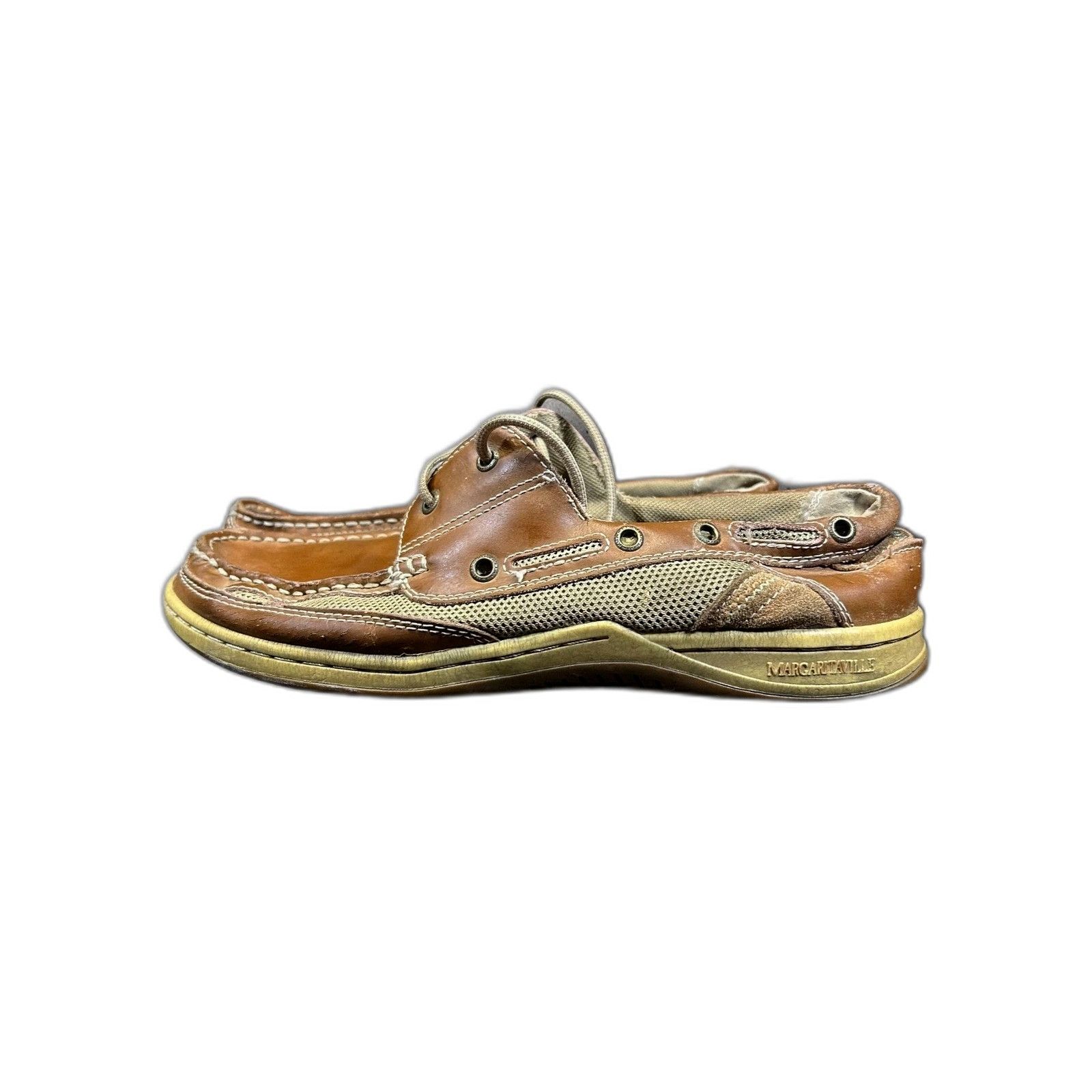 Vintage Margaritaville Anchor Brown Leather Lace Up Slip-On Boat Sho Size US 12 / EU 45 - 5 Thumbnail