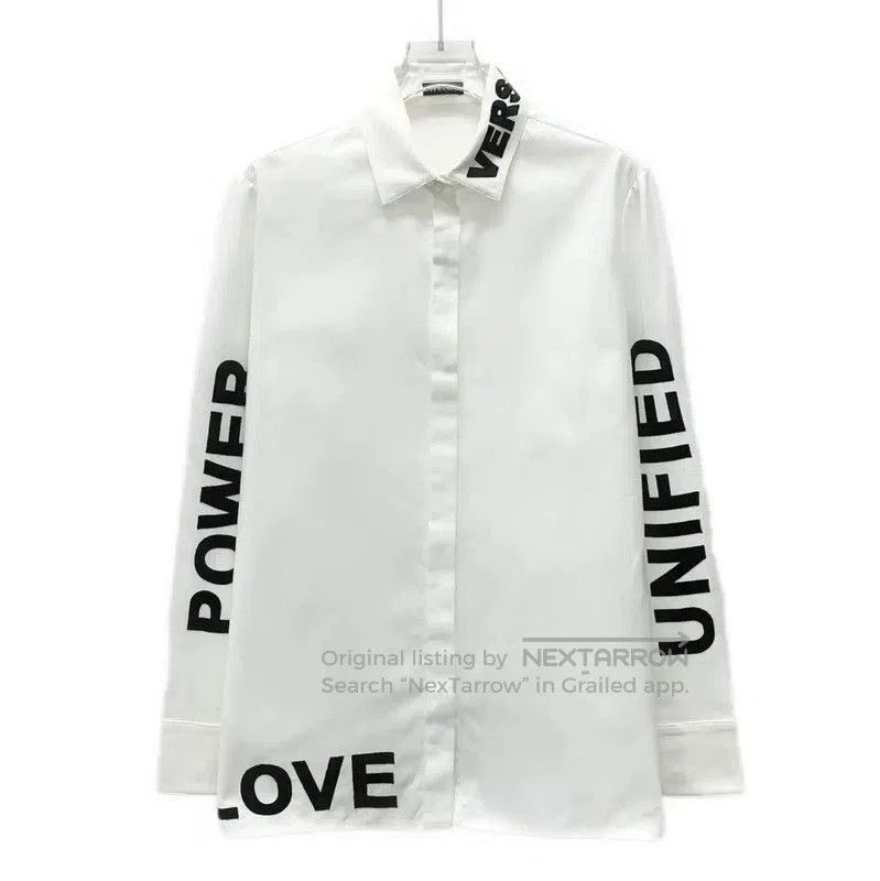 Versace White Cotton Long Sleeve Men's Shirt .