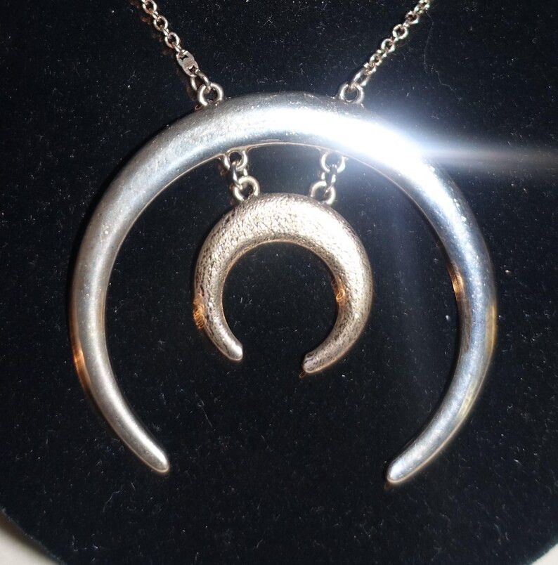 Other Gold Silver Tone Half Moon Chain Necklace 19" Size ONE SIZE - 4 Thumbnail