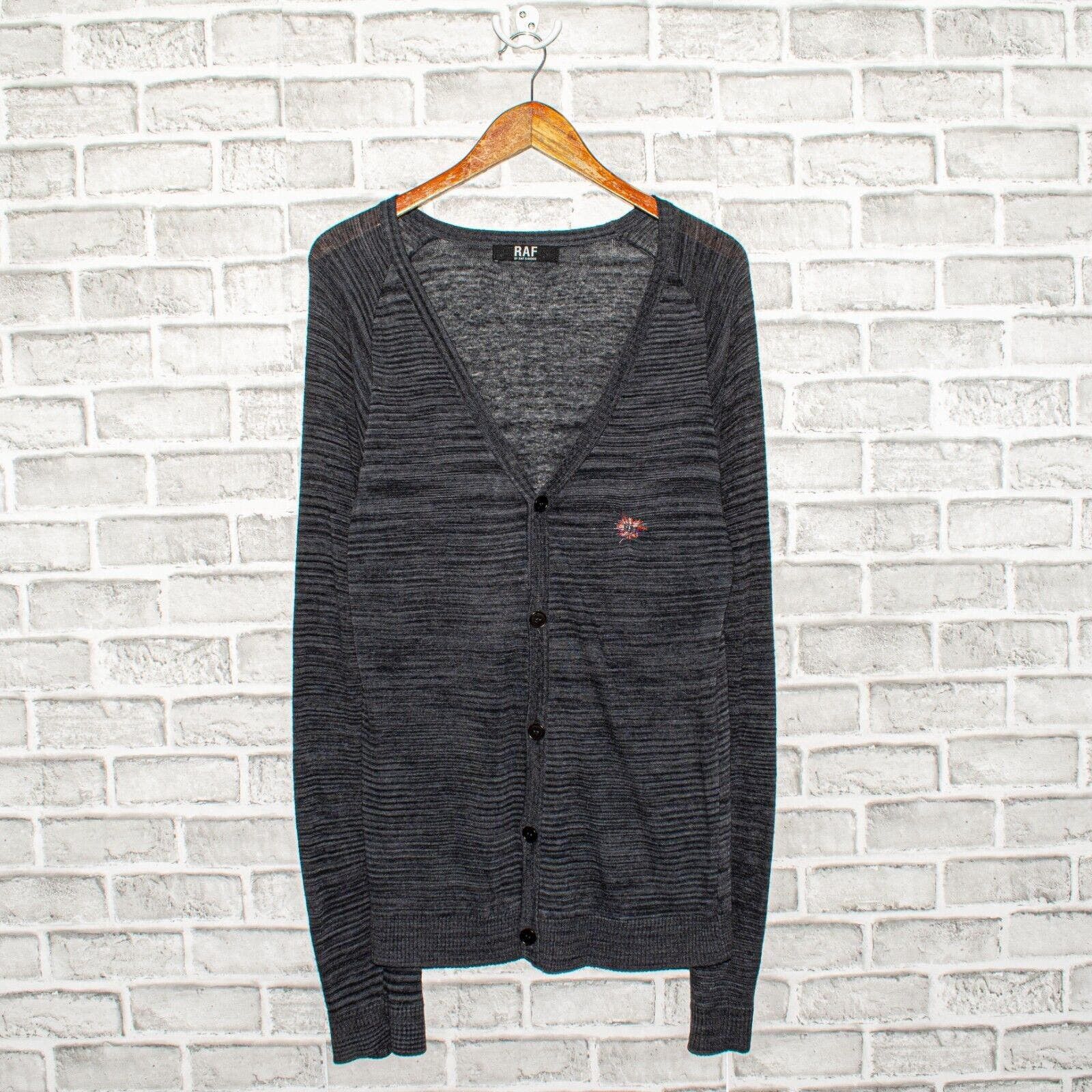 image of Raf By Raf Simons Men's Cardigan Sweater Gray Lightweight in Grey (Size Small)