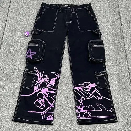 Japanese Brand × Jean Retro Street Multiple Pockets Baggy Jeans Size 34" / US 12 / IT 48 - 1 Thumbnail