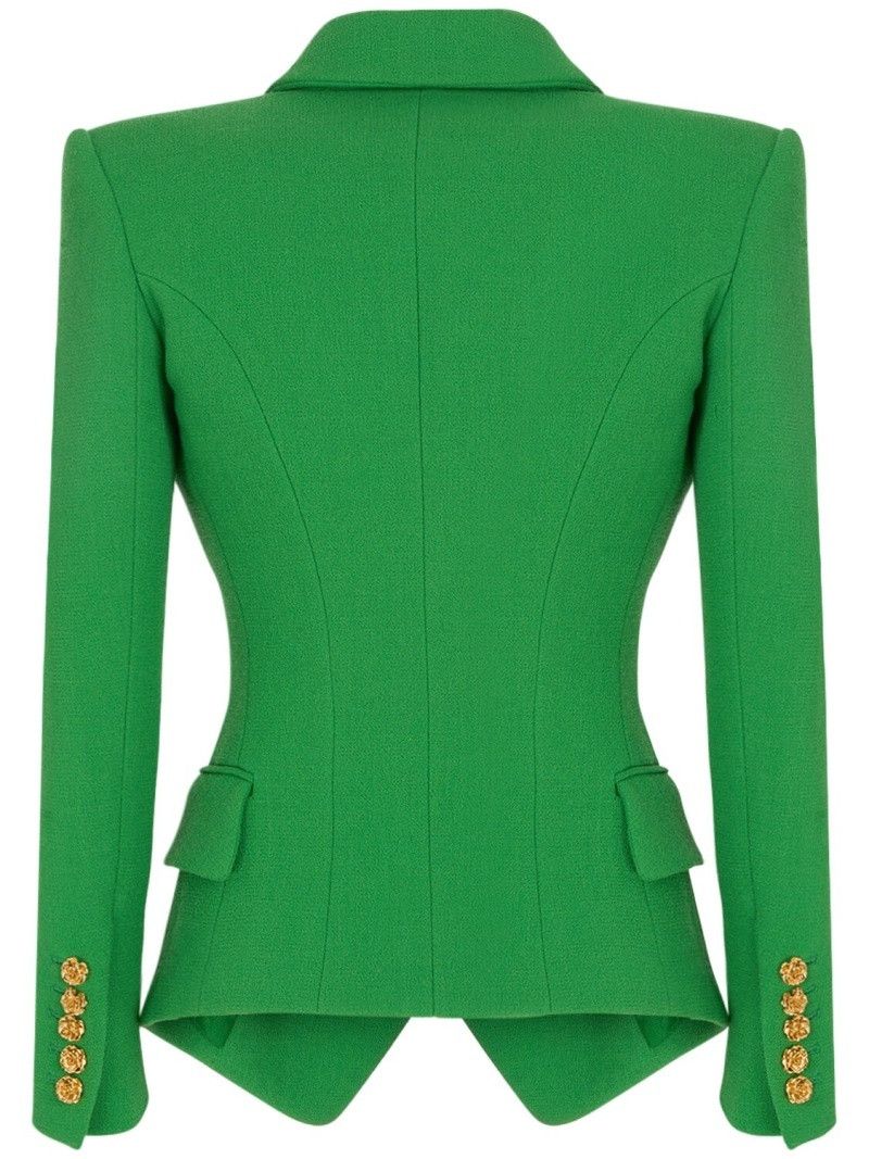 Balmain o1s1wg110825 8 Button Double Wool Crepe Jacket in Green Size M / US 6-8 / IT 42-44 - 2 Thumbnail
