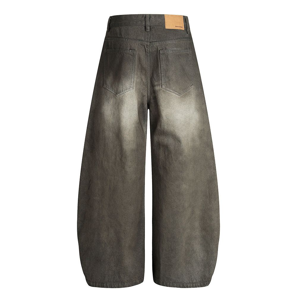 Vintage American retro men's washed distressed straight curved jeans Size US 32 / EU 48 - 2 Thumbnail