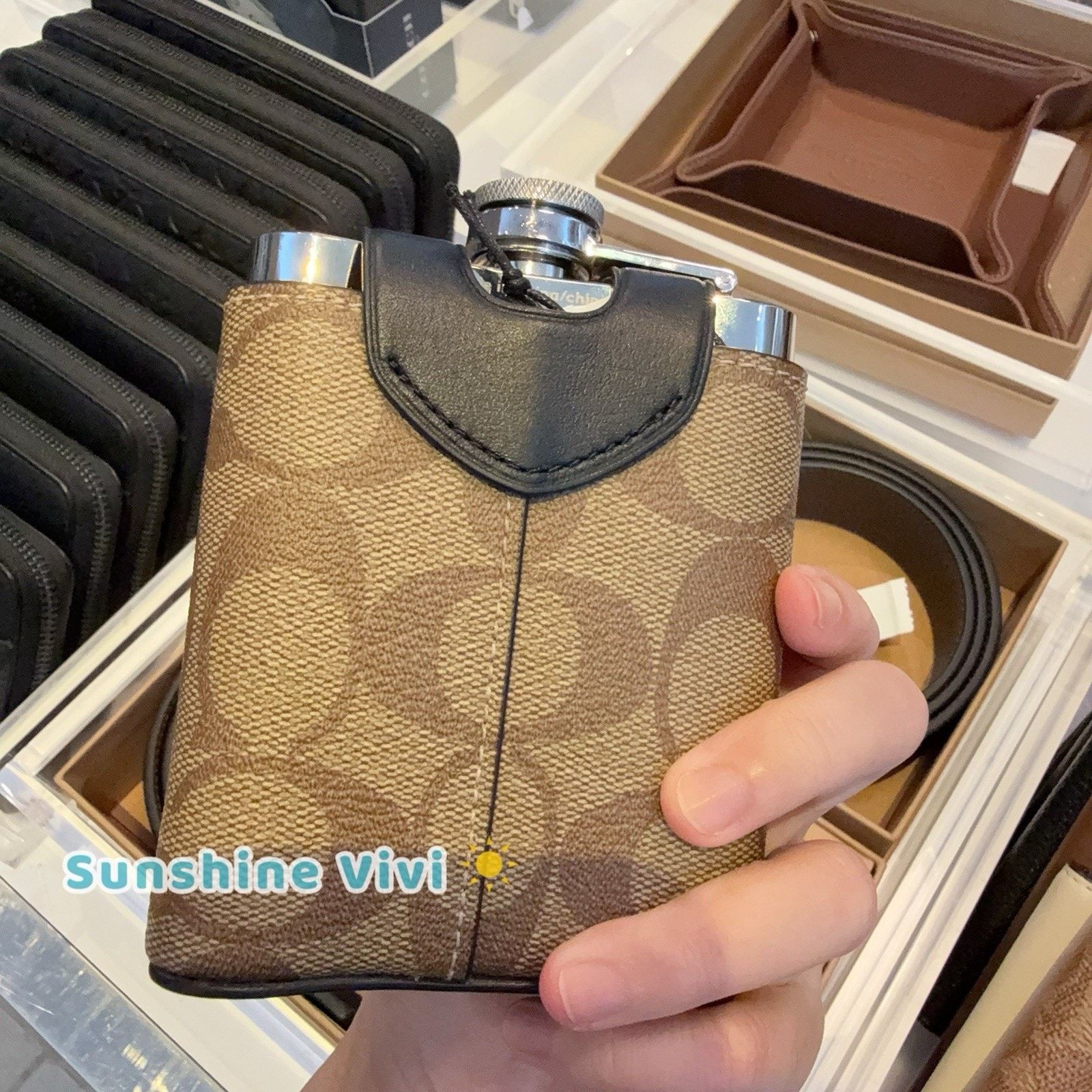 Coach NEW COACH Flask Khaki SIG Coated Metal POCKET CE786 Size ONE SIZE - 2 Thumbnail