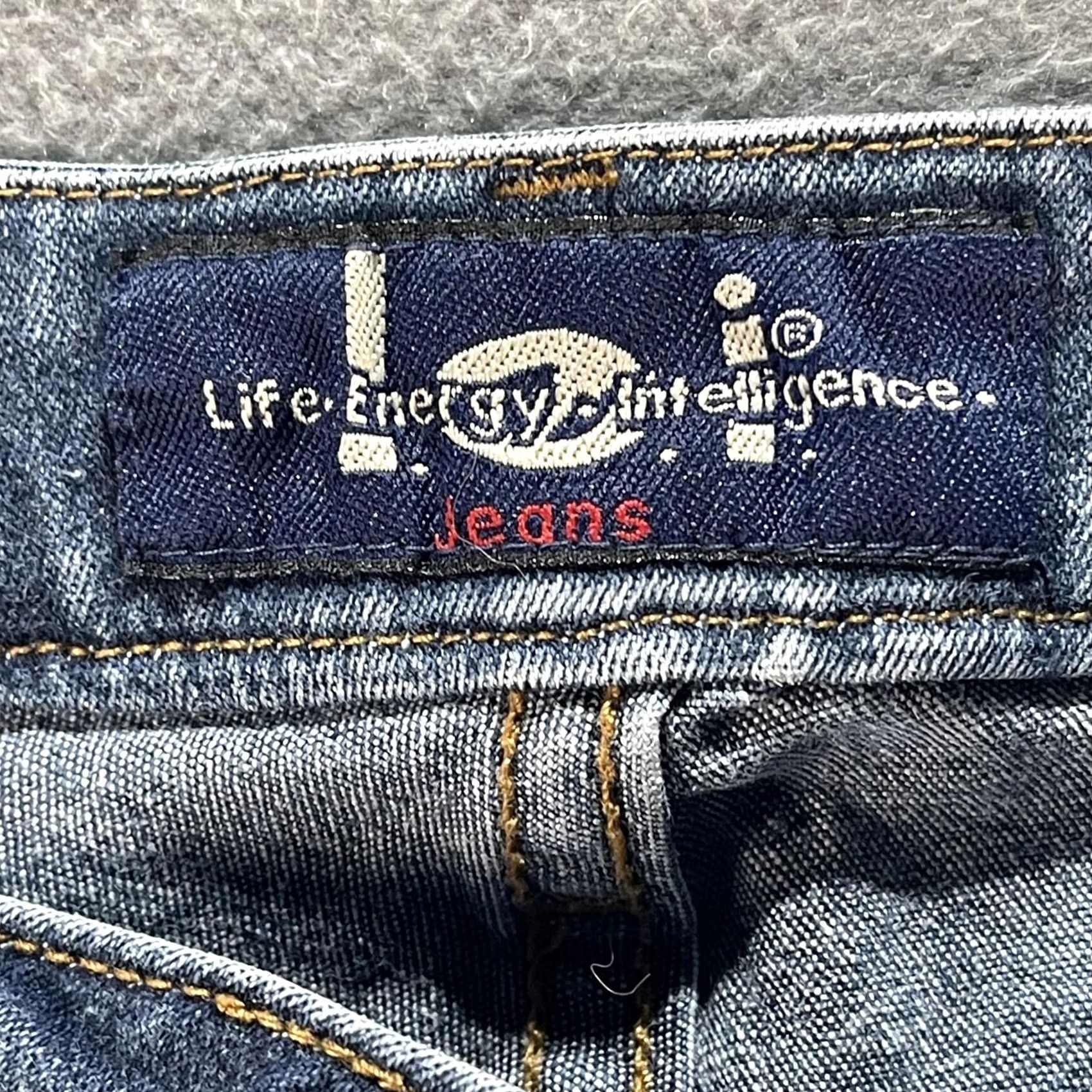 Vintage LEI Jeans Womens 13 Blue Bootcut Flare Stretch Denim High Rise Frayed Hem Pants Size 34" / US 12 / IT 48 - 7 Thumbnail
