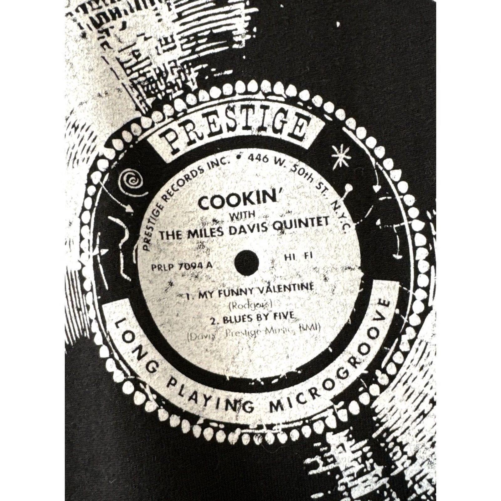 Hanes Miles Davis Cookin Shirt Jazz Record Tee Prestige Records Graphic Black L Size US L / EU 52-54 / 3 - 3 Thumbnail