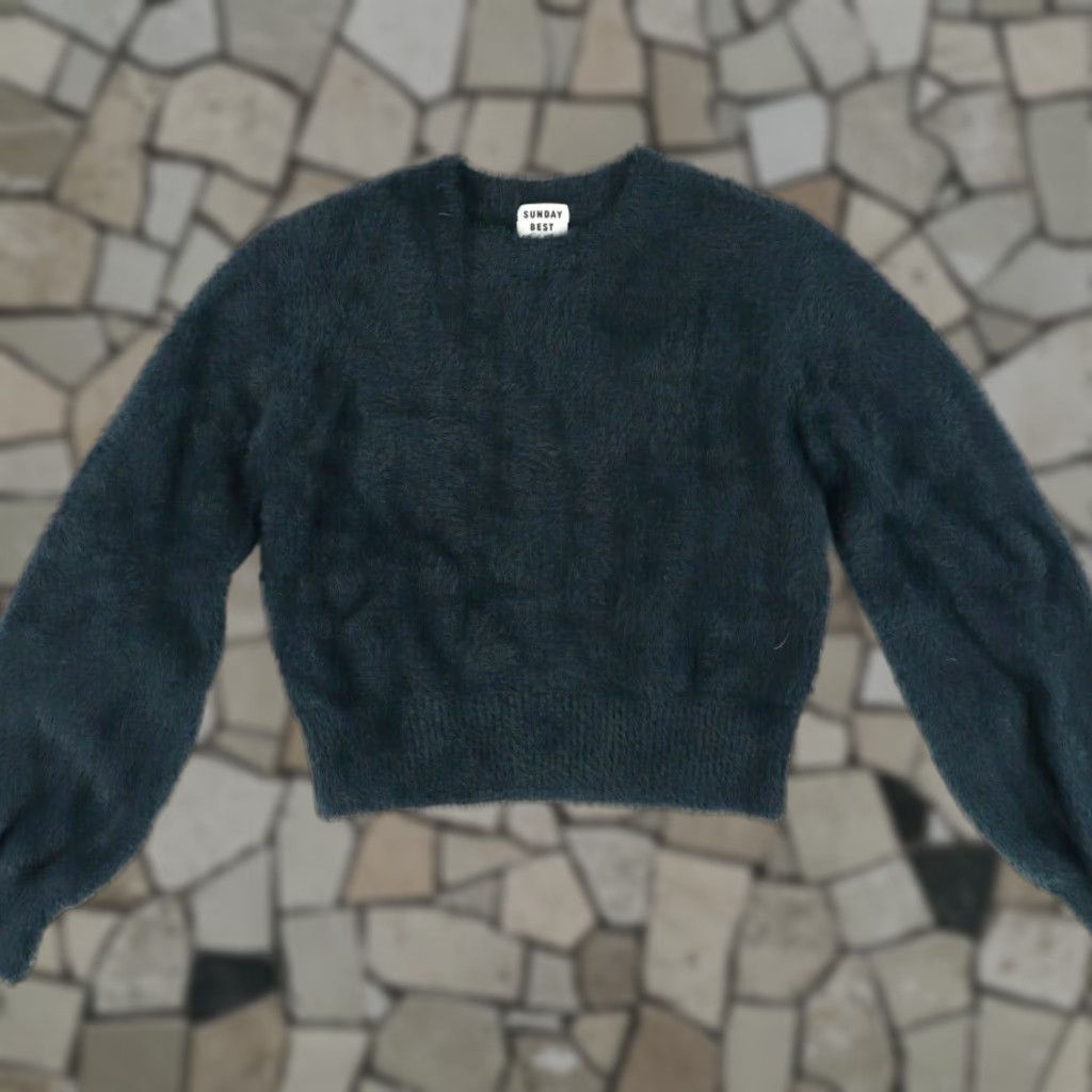 Aritzia Aritzia Sunday Best 100% Nylon Kitten Crop Sweater Navy Blue Women's S Shirt Womens Small Blue 90s? Size S / US 4 / IT 40 - 1 Thumbnail