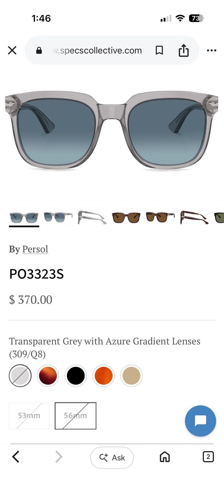 Persol Persol PO3323S Azure Gradient Shades NIB Size ONE SIZE - 8 Thumbnail