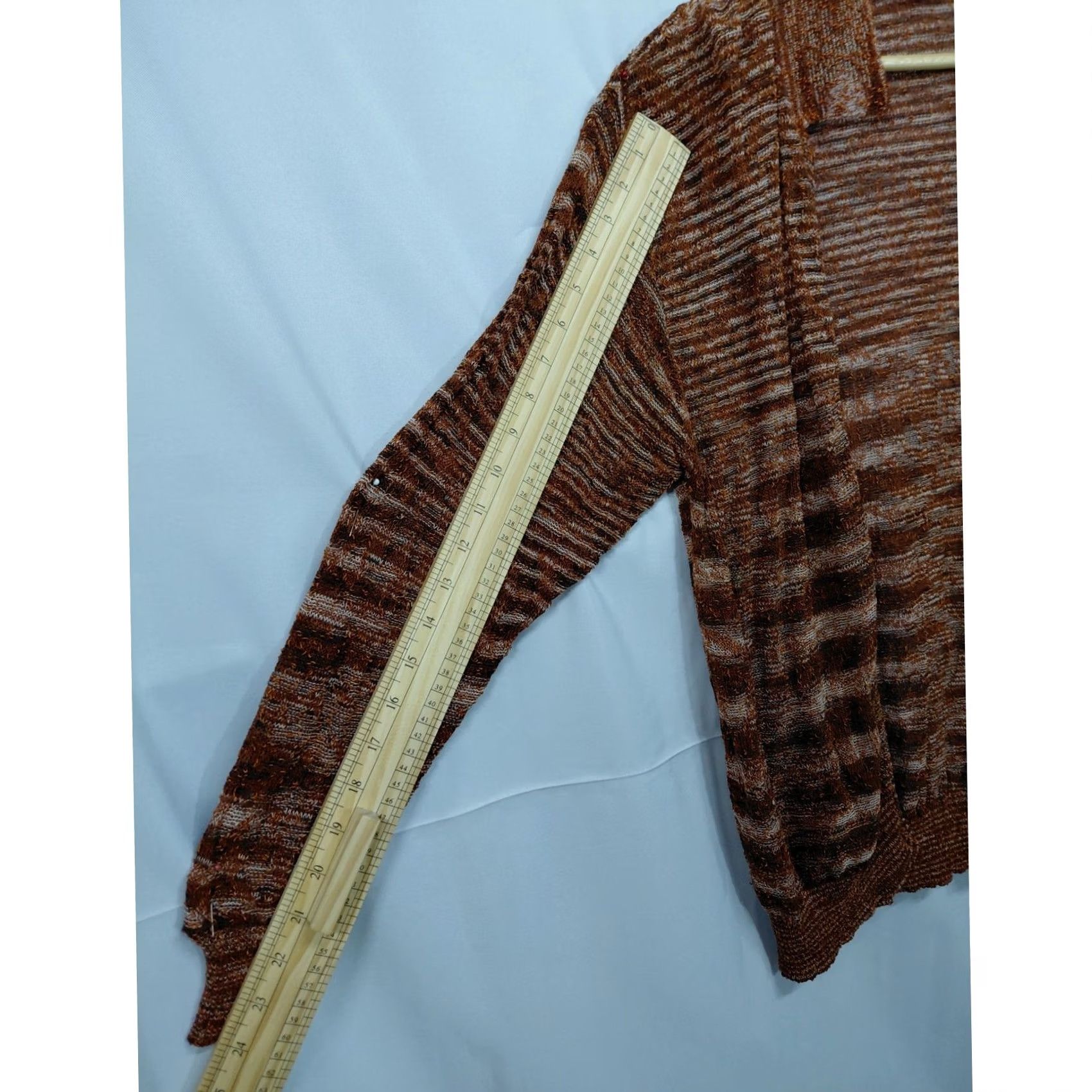 Missoni VINTAGE Missoni Women Cardigan Sweater Copper Brown Space-Dye Knit Button Front Crew Neck Lightweight Long Sleeve Metallic Threads Brown Size ONE SIZE - 6 Thumbnail
