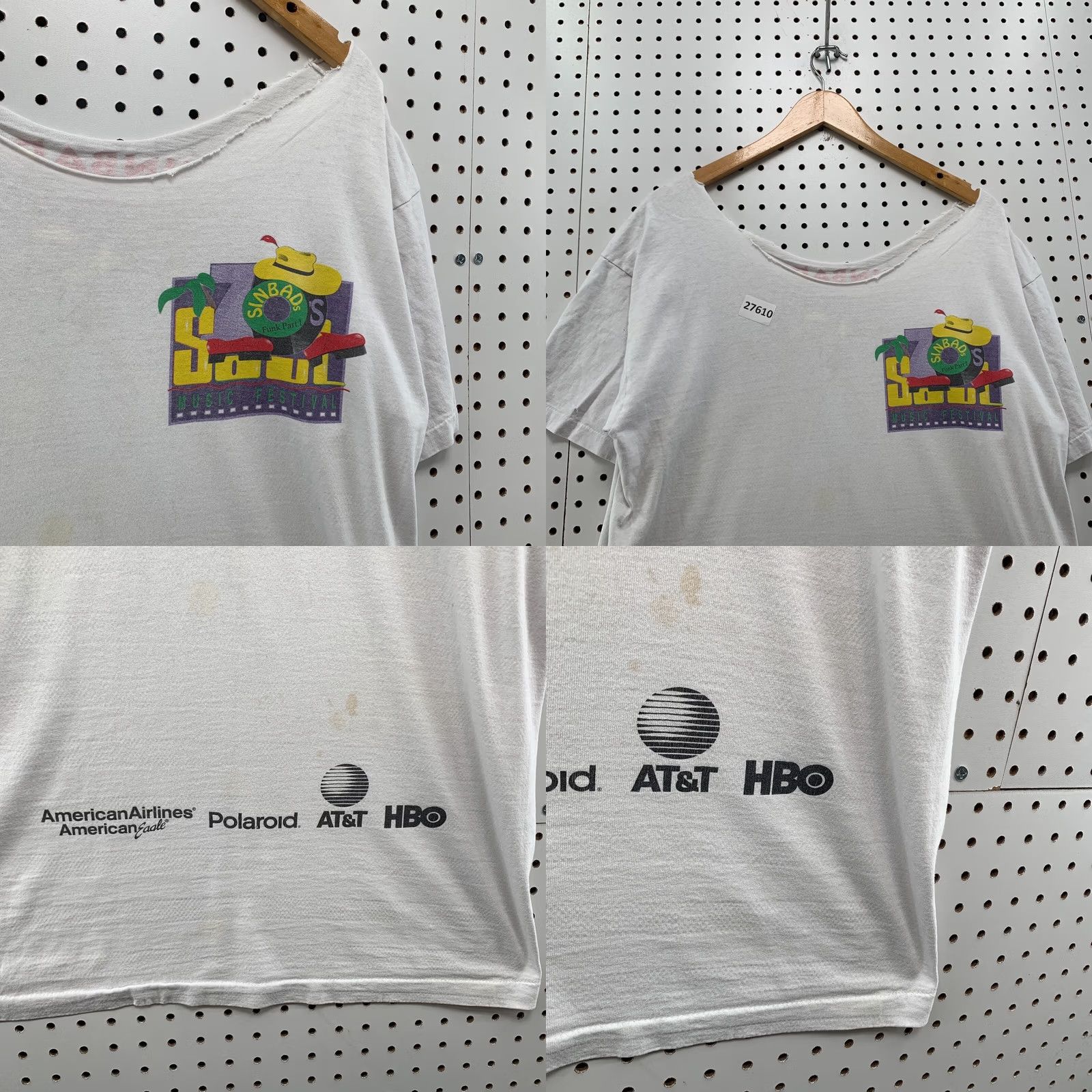 Fruit Of The Loom Vintage Sinbad Soul Music Festival Shirt White Single Stitch Adult L Shirt Size US L / EU 52-54 / 3 - 8 Thumbnail