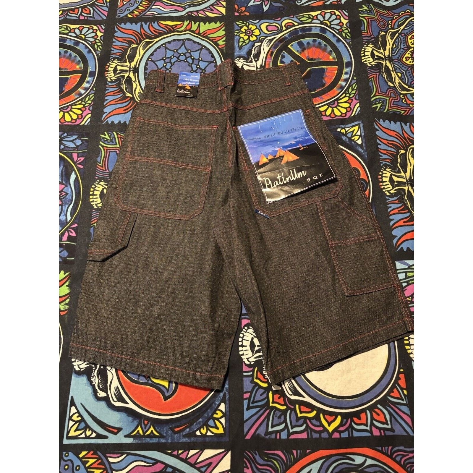 Other y2k platinum B.Q.E black red jorts shorts W34 L 14 NWT baggy Size US 34 / EU 50 - 1 Thumbnail