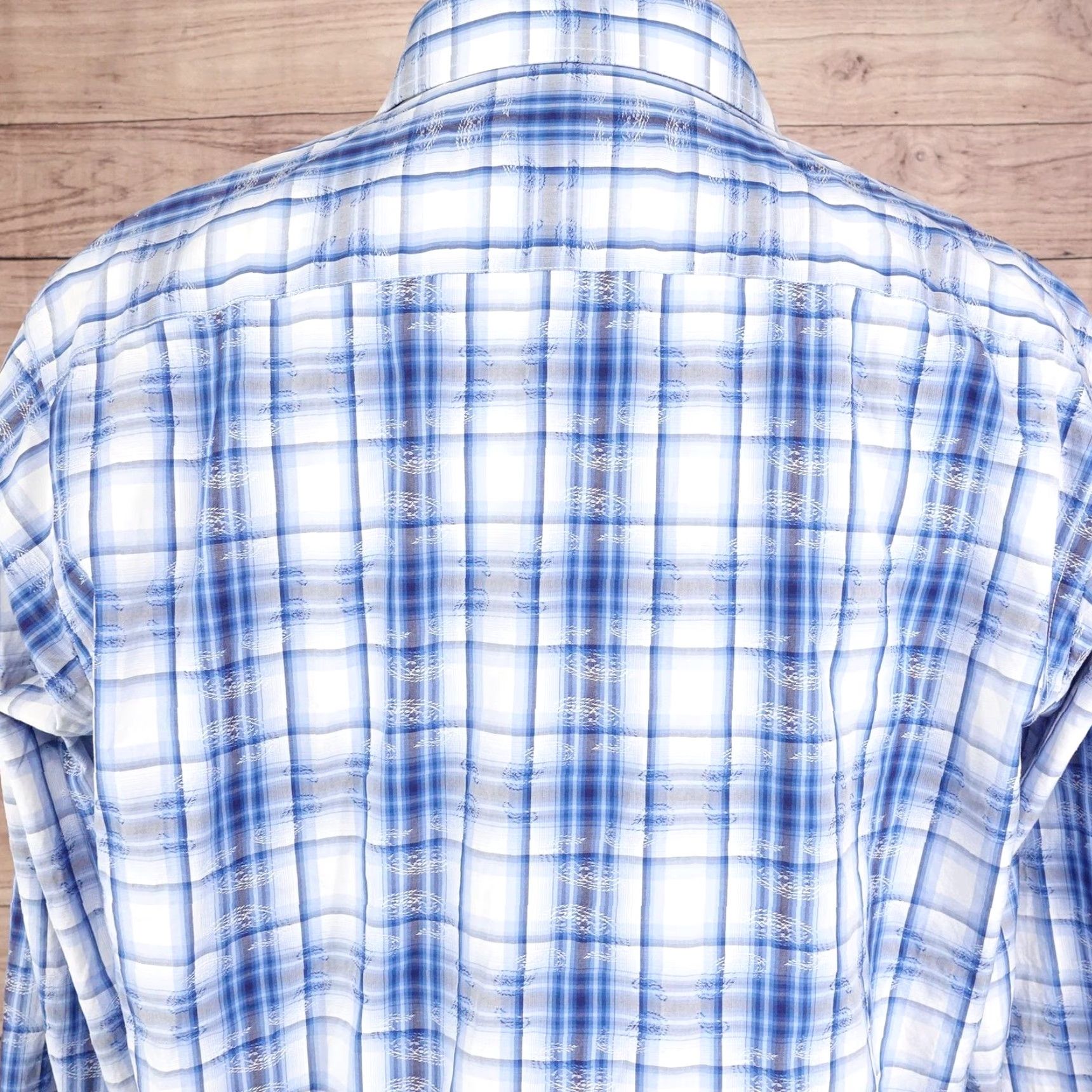 BUGATCHI Bugatchi Uomo Shirt Mens Large Blue Plaid Long Sleeve Button-Down Cotton Shirt Size US L / EU 52-54 / 3 - 5 Thumbnail