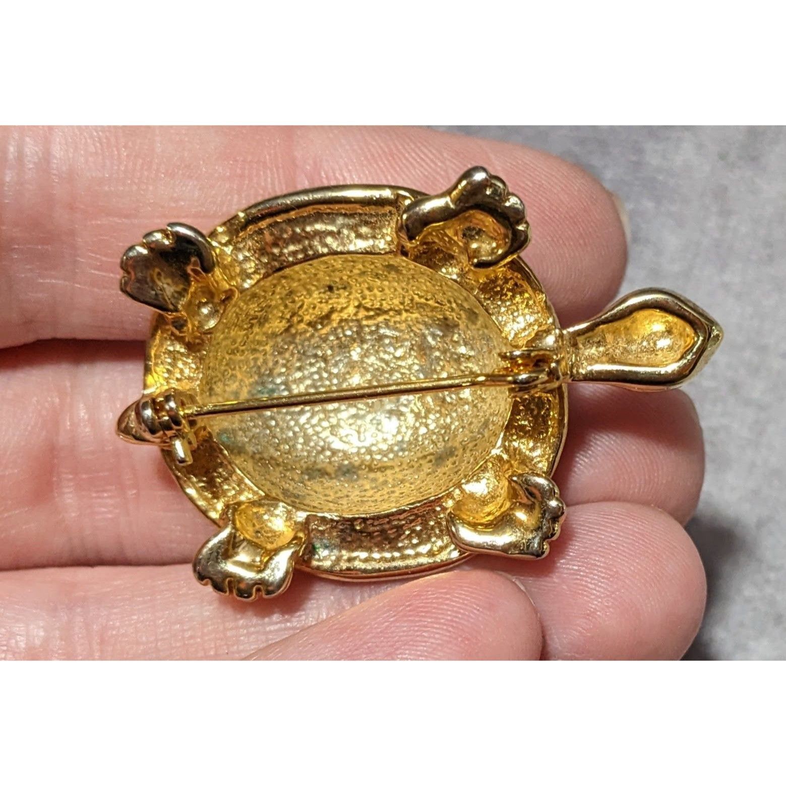 Other Vintage Gold Tone Rainbow Enamel Rhinestone Turtle Brooch Size ONE SIZE - 6 Thumbnail