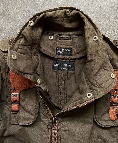 Share Spirit Homme SHARE SPIRIT Patchwork Leather Jacket Size US XS / EU 42 / 0 - 5 Thumbnail