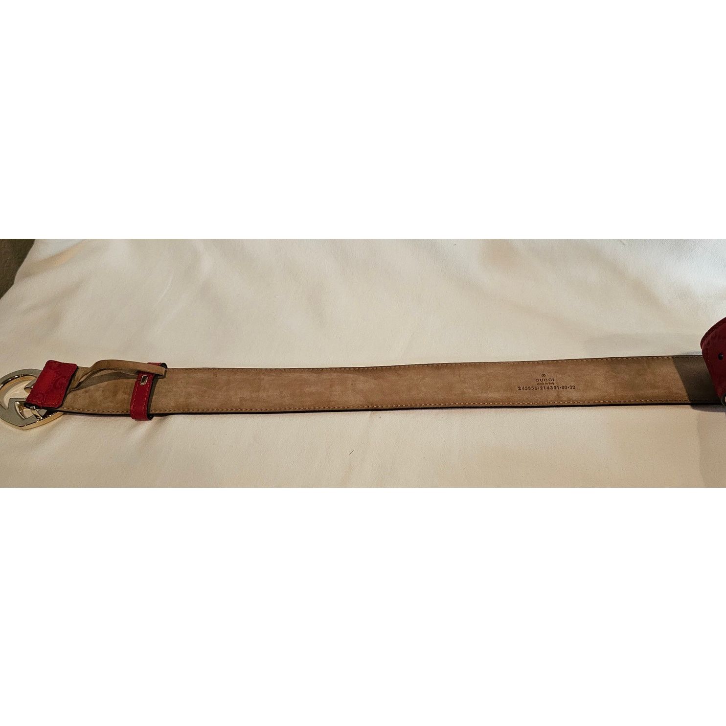 Gucci Gucci Red Guccissima Leather Heart Buckle Belt Size ONE SIZE - 8 Thumbnail