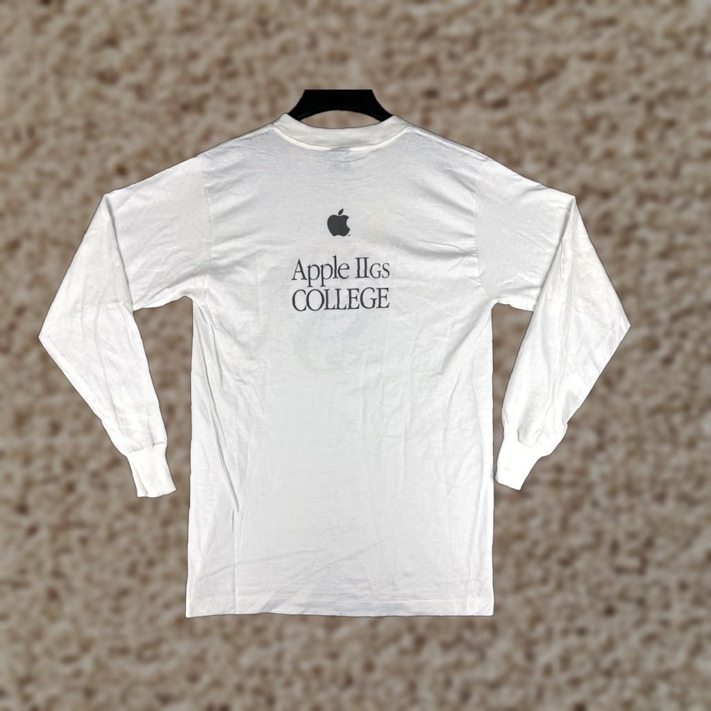 Apple VINTAGE Apple Shirt Mens Medium White 90s Logo Graphic Print Long Sleeve Jersey Cotton Crew Neck USA Size US M / EU 48-50 / 2 - 1 Thumbnail