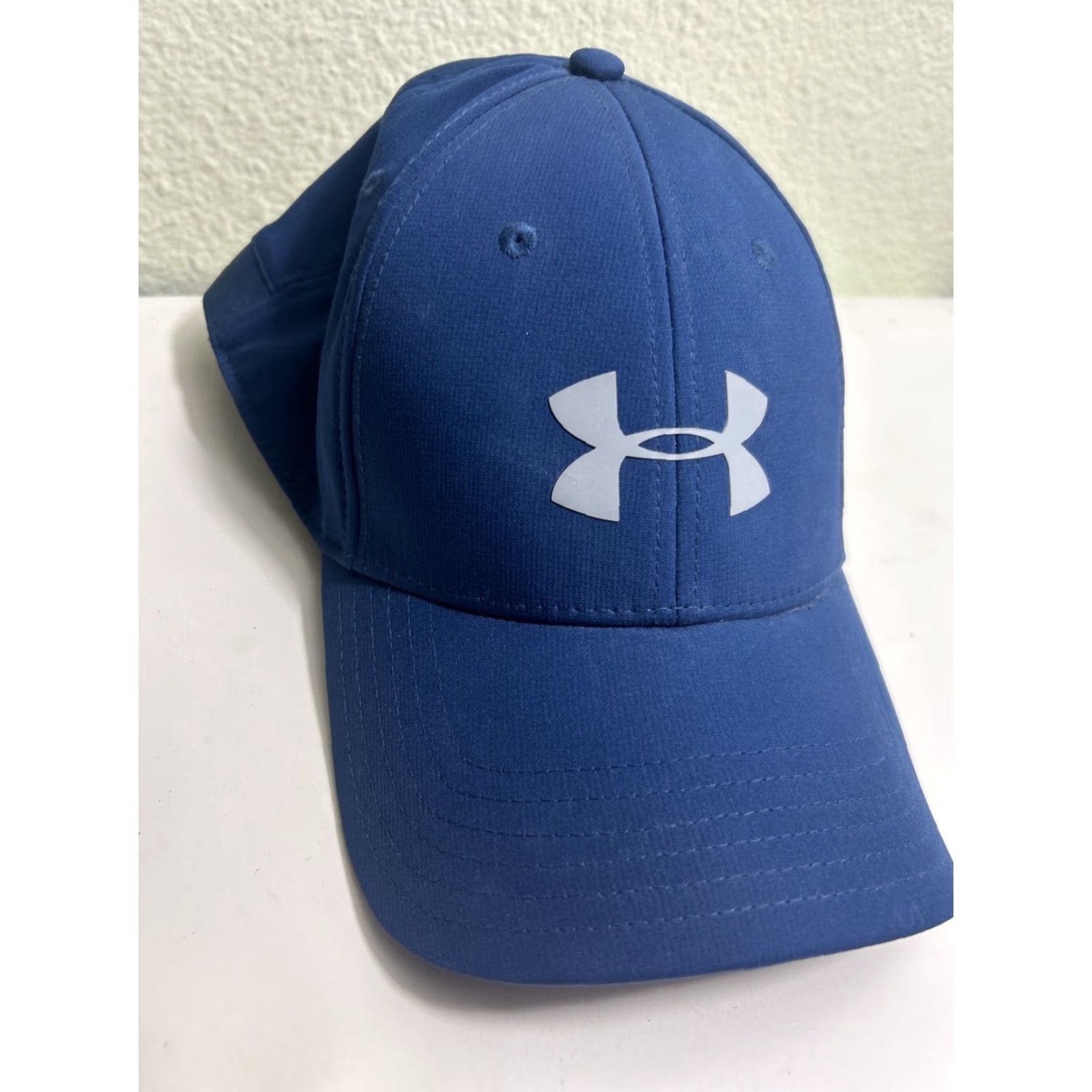Under Armour UNDER ARMOUR Hat Mens Flex Fitted L/XL Navy Blue White Embroidered Logos UA Blitzing Moisture Wicking Breathable Stretch HeatGear Sweatband Size ONE SIZE - 2 Thumbnail