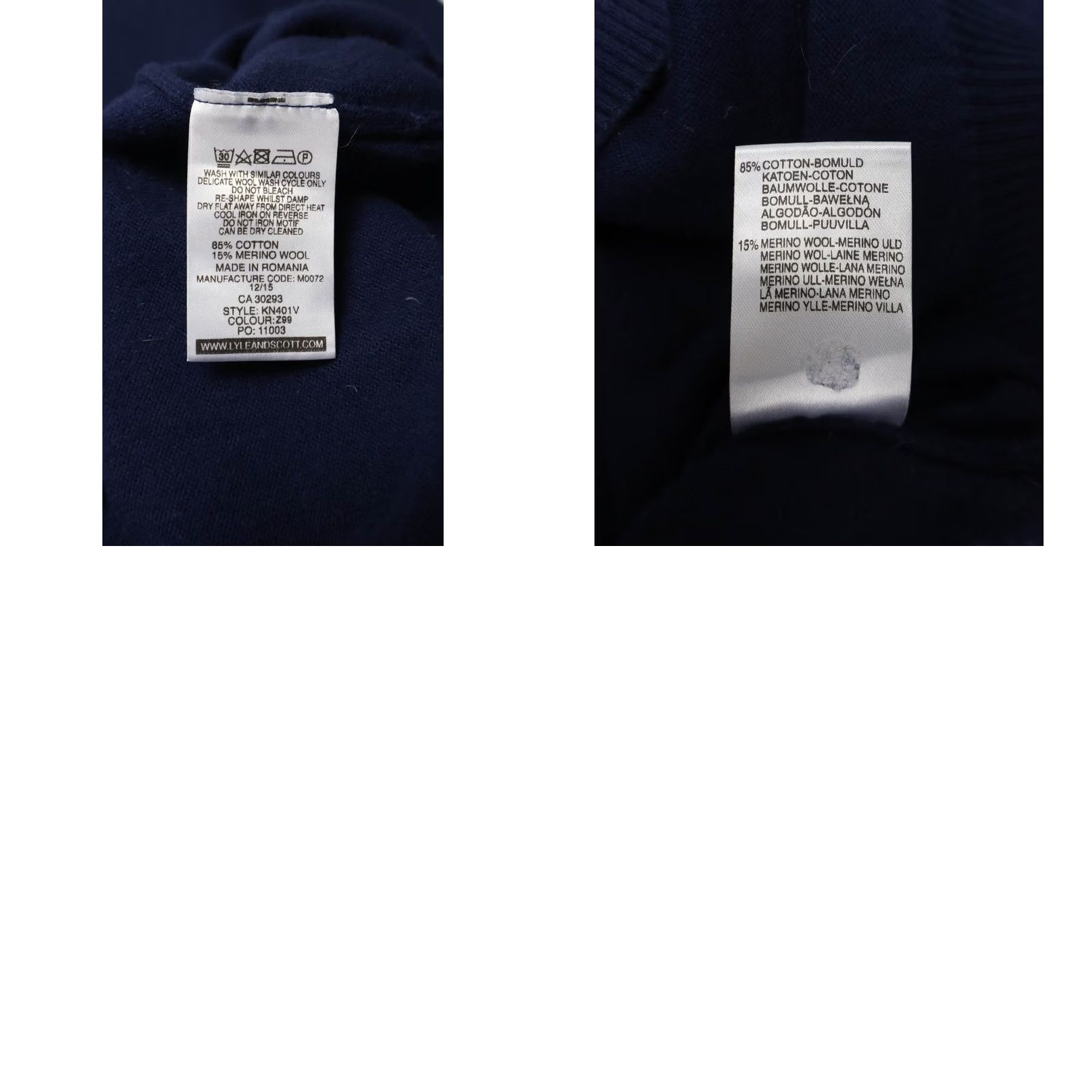 Lyle & Scott LYLE & SCOTT Jumper Men's MEDIUM Navy Blue Logo V-Neck Pullover Merino Blend Size US M / EU 48-50 / 2 - 8 Thumbnail