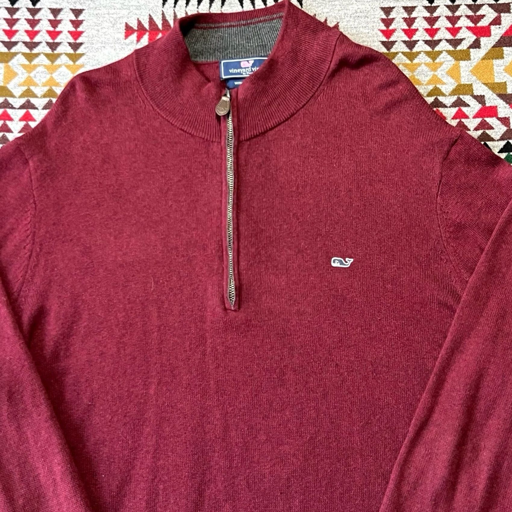 Vineyard Vines Vineyard Vines Sweater Mens L Red Zip Cashmere Blend Mock Neck Preppy Size US L / EU 52-54 / 3 - 6 Thumbnail