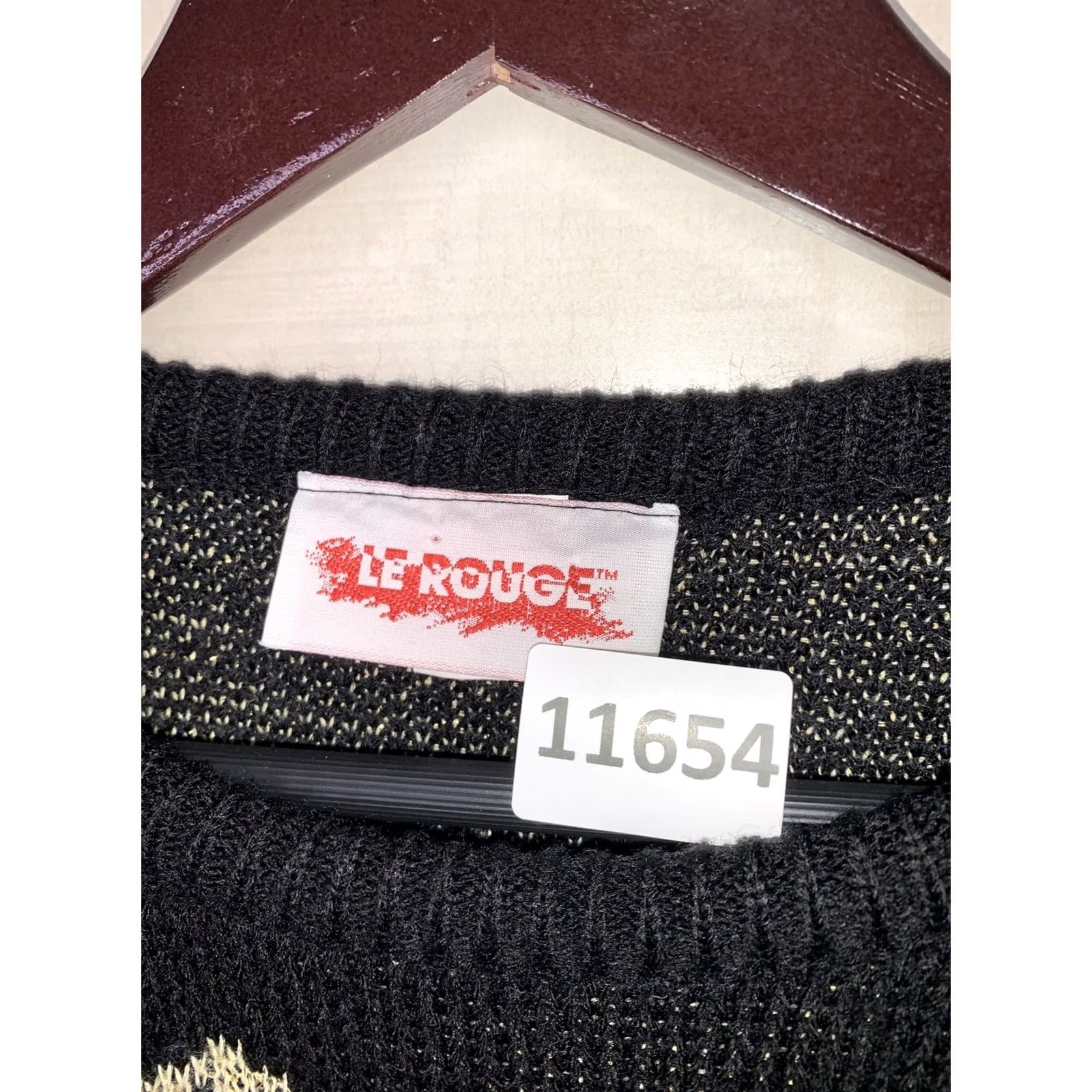 Vintage VINTAGE Le Rouge Sweater Shirt Womens M Black 90s 80s Knit Casual Crew Neck Long Sleeve Pullover Size M / US 6-8 / IT 42-44 - 2 Thumbnail
