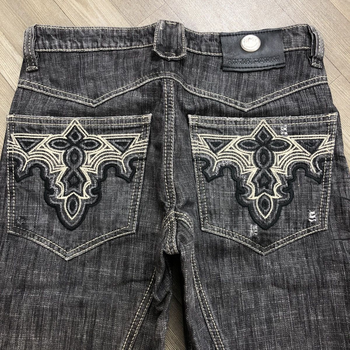 Antik Denim × If Six Was Nine × Vintage Vintage Antik Denim Distressed Embrodired Lgb Flared Jeans Size US 28 / EU 44 - 3 Thumbnail