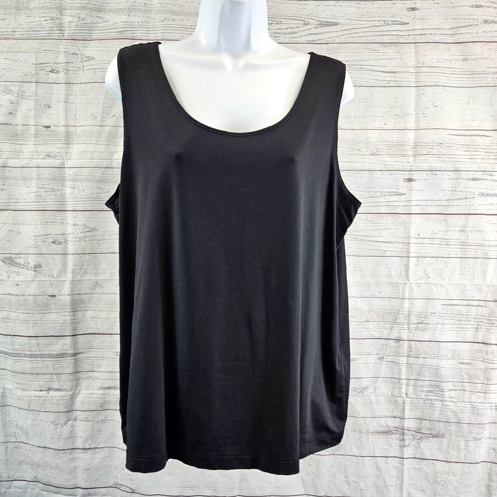 Vintage Chiocs Womens Tank Top Sz XL Solid Black Scoop Neck Nylon Blend Size XL / US 12-14 / IT 48-50 - 2 Thumbnail