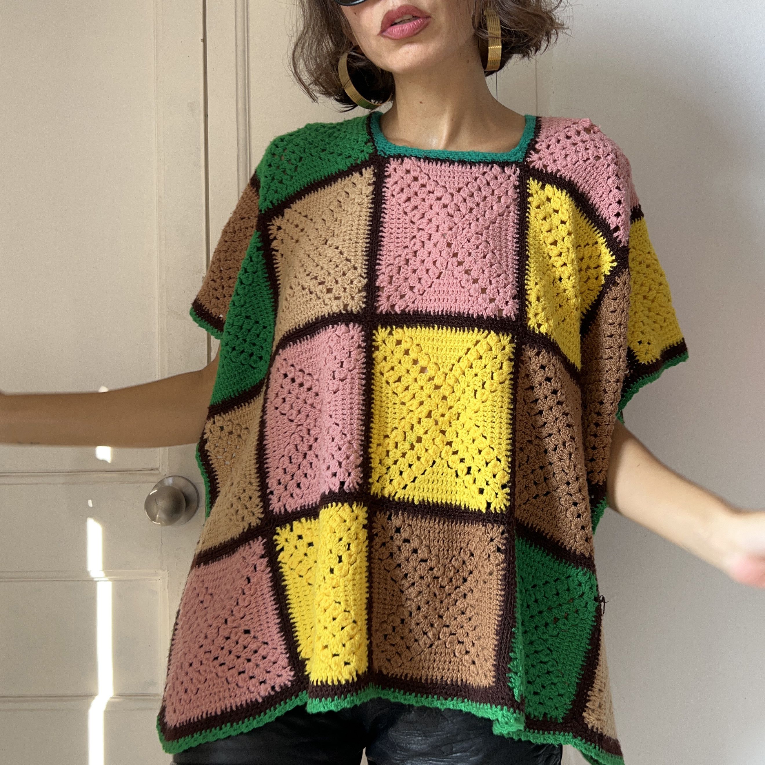 Vintage Vintage 70s Hand Crochet Poncho Size ONE SIZE - 3 Thumbnail