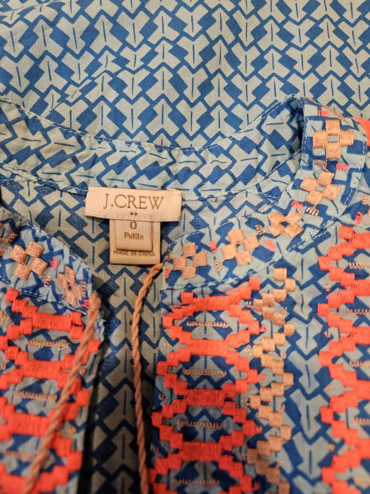 J.Crew J. Crew Stylish Blue Embroidered Tank Top Size XS / US 0-2 / IT 36-38 - 6 Thumbnail