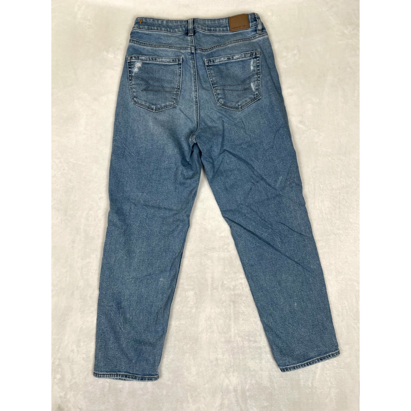 American Eagle Outfitters American Eagle Mom Straight Jeans Womens 6 Blue High Rise Distressed Denim Size 28" / US 6 / IT 42 - 7 Thumbnail