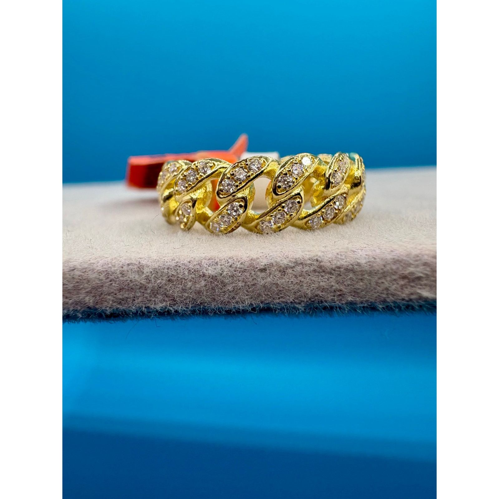 Jewelry NWT Sz. 5 -2ct Vermeil Moissanite over 925 Silver Cuban Ring Size ONE SIZE - 2 Thumbnail
