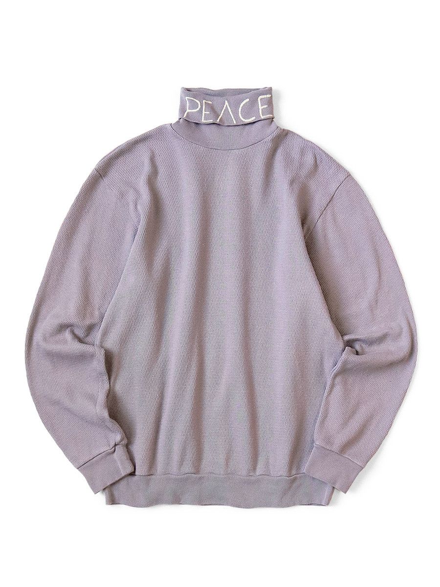 image of Kapital High Neck Peace Embroidery Long Sleeve T-Shirt in Light Purple, Men's (Size Medium)