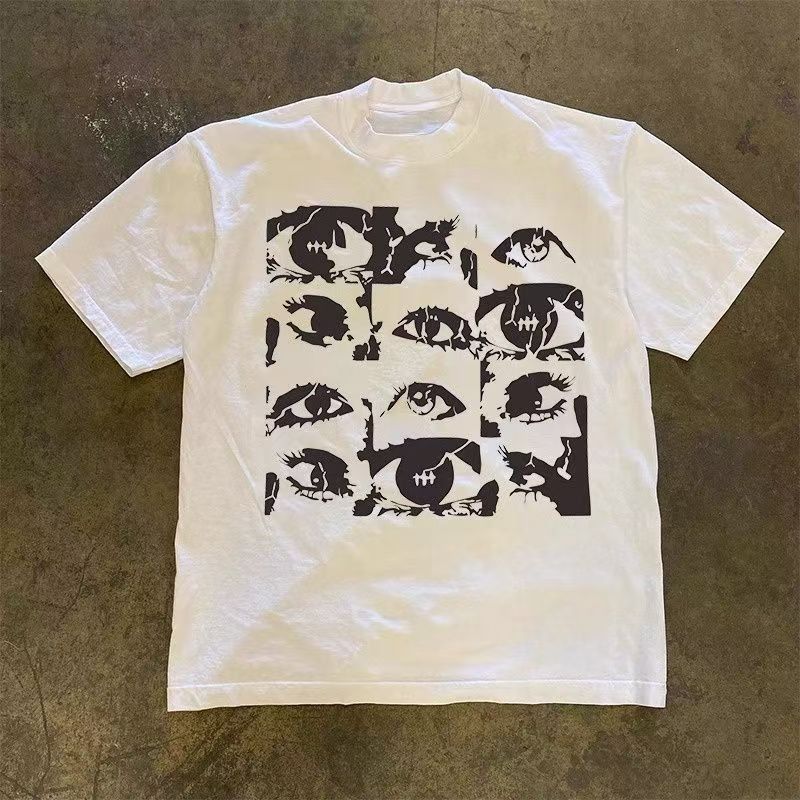 Japanese Brand White retro eye print cotton t-shirt Size US M / EU 48-50 / 2 - 1 Thumbnail