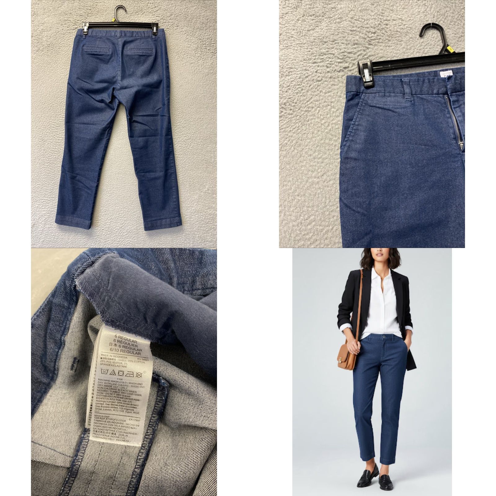 Gap Gap Women's Jeans Straight 6 Regular Blue Zipper Inseam 26 Mid Rise Cotton Polyester Spandex Solid Dark Front Flat Size 6 32X26 142-48 Size 28" / US 6 / IT 42 - 8 Thumbnail