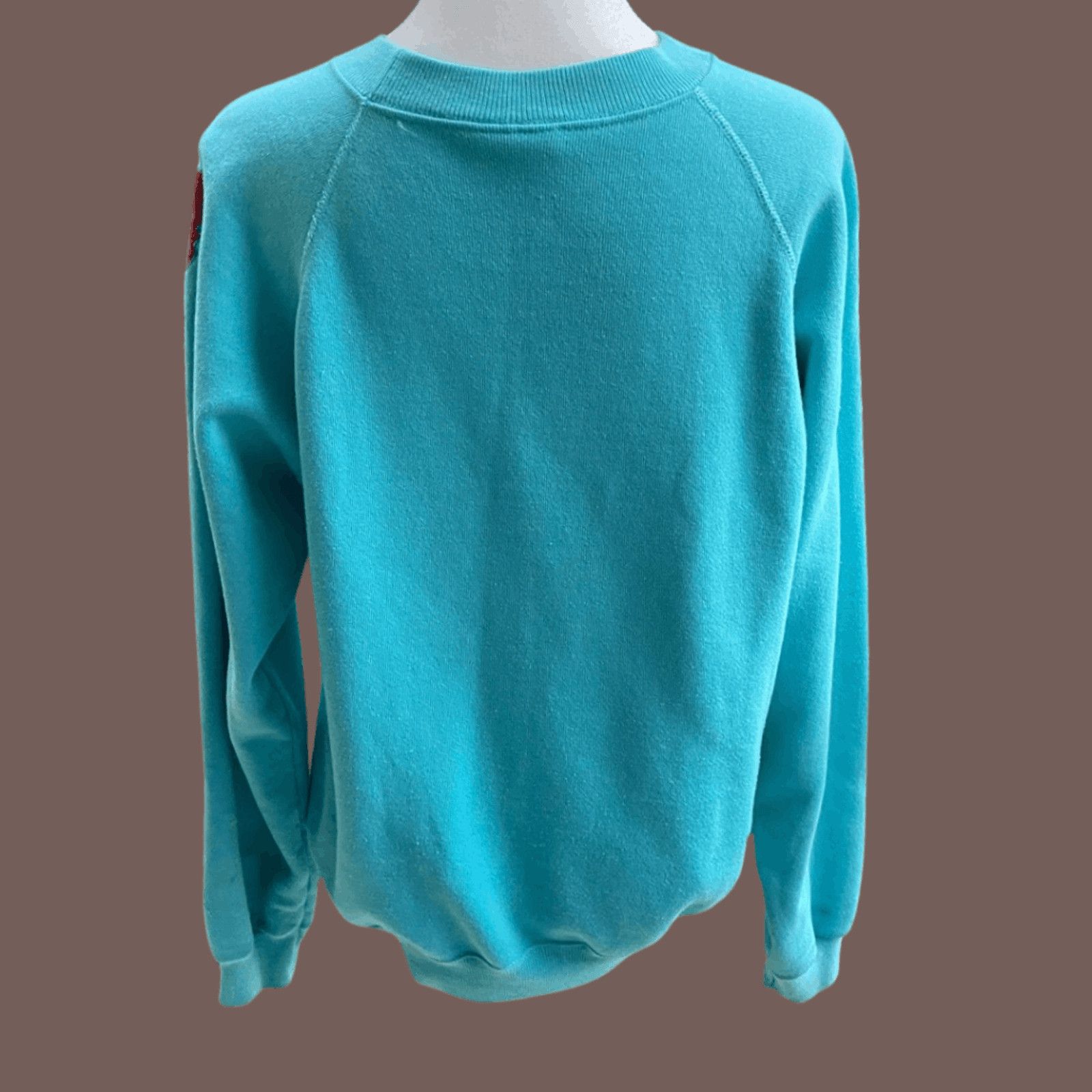 Hanes VTG Sweatshirt | Hanes Aqua Blue Leaf Print | 90s Handmade Size US M / EU 48-50 / 2 - 3 Thumbnail