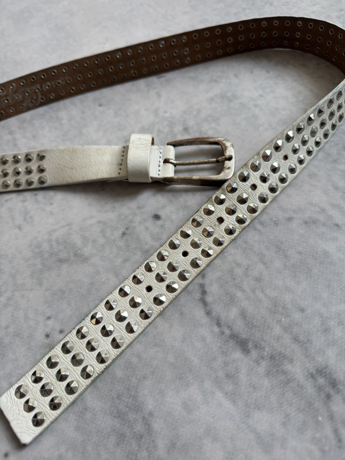 Vintage 00s Avant Garde stones Y2K Japanese style unisex leater belt Size ONE SIZE - 4 Thumbnail