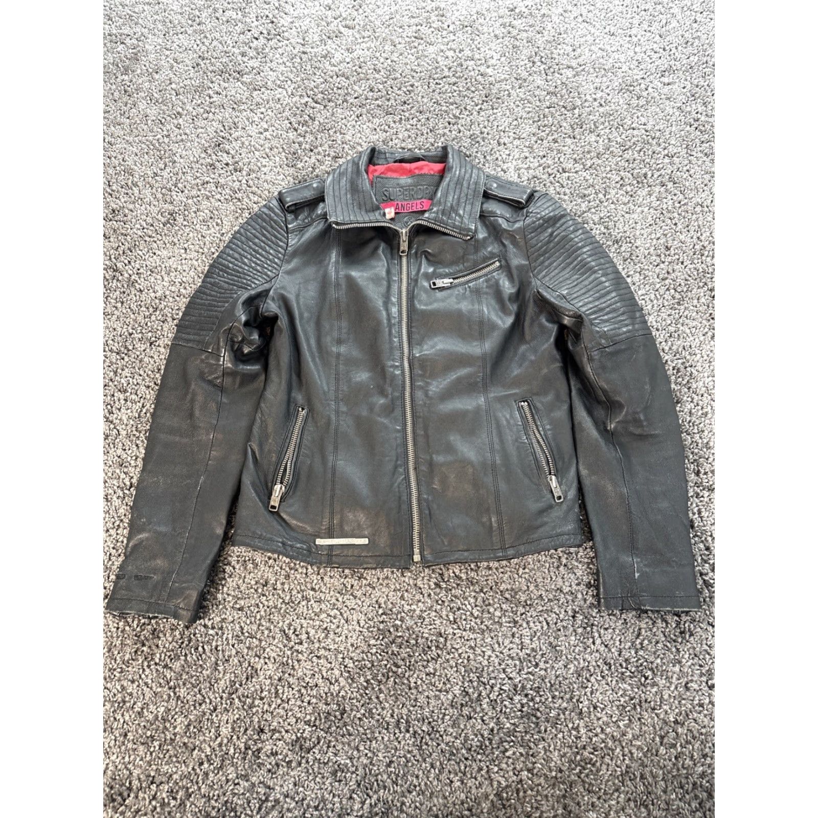 Superdry Superdry Leather Biker Jacket Women Full Zip L Black Size L / US 10 / IT 46 - 2 Thumbnail
