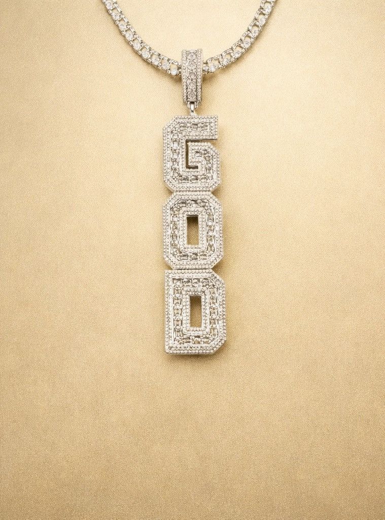 Other Crème Noir Diamond Simulate God Pendant + chain Size ONE SIZE - 2 Thumbnail