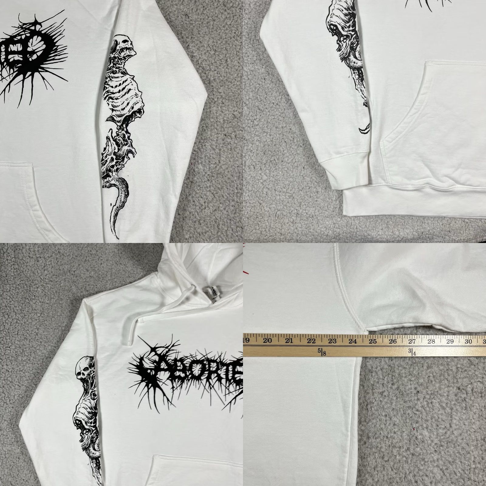 Vintage Aborted Hoodie Mens XL White Graphic Print Hooded 90s Gothic Grunge Horror Metal Sweatshirt Pullover Size US XL / EU 56 / 4 - 9 Thumbnail