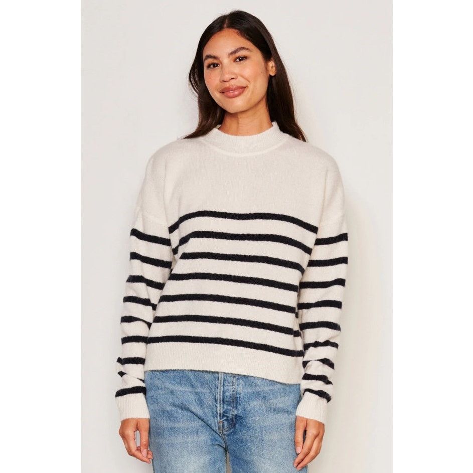 Bailey 44 Bailey / 44 Sundry Striped Mock Neck Thick Fuzzy Sweater Size S / US 4 / IT 40 - 5 Thumbnail