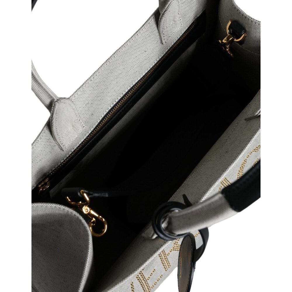 Versace Versace White Top Handle Canvas Leather Logo Crossbody Tote Size ONE SIZE - 5 Thumbnail