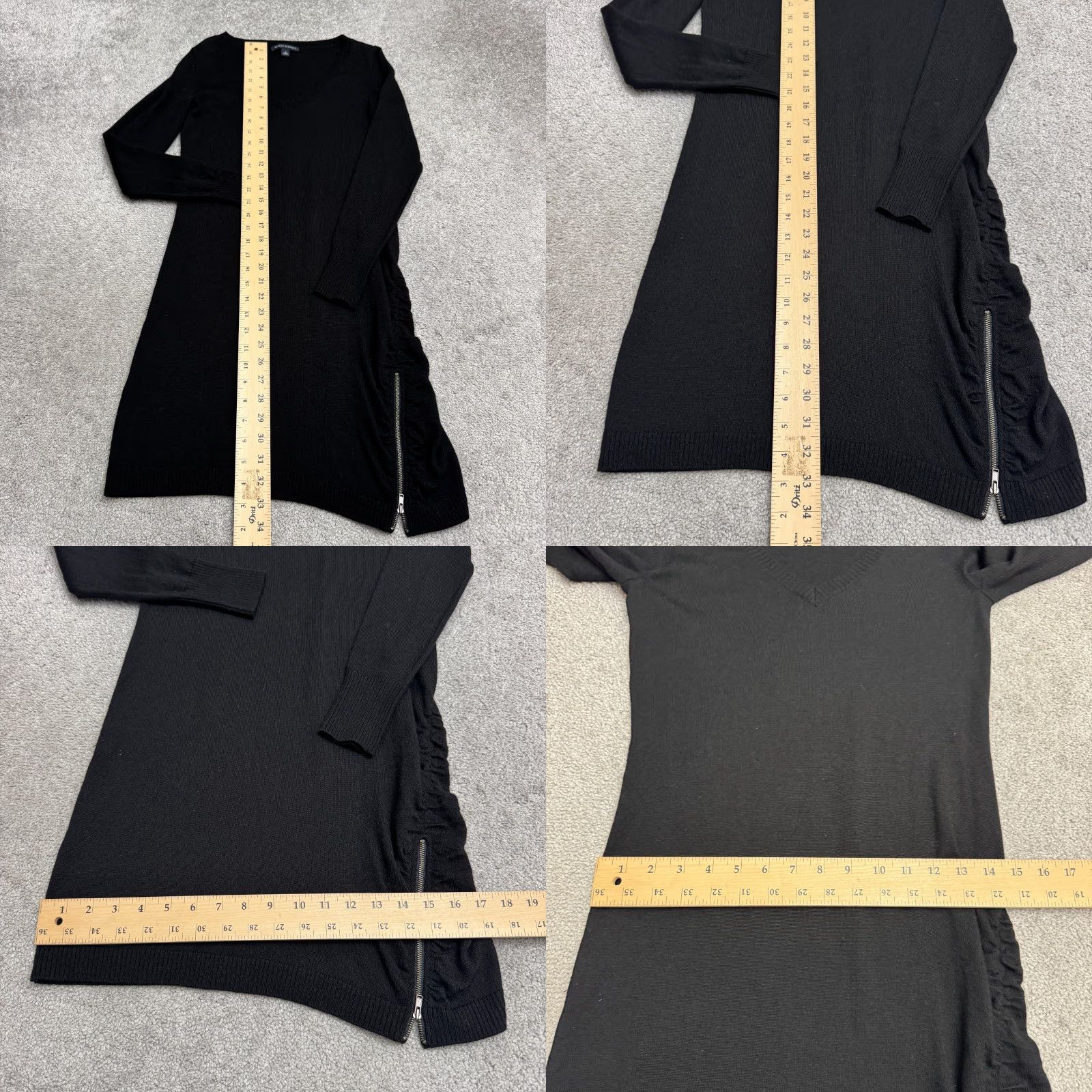 Banana Republic Banana Republic Sweater Dress Women Small Black Merino Wool Ruched Zipper Knit Midi Dress - Classic, Designer, knit, sweater dress Size S / US 4 / IT 40 - 8 Thumbnail