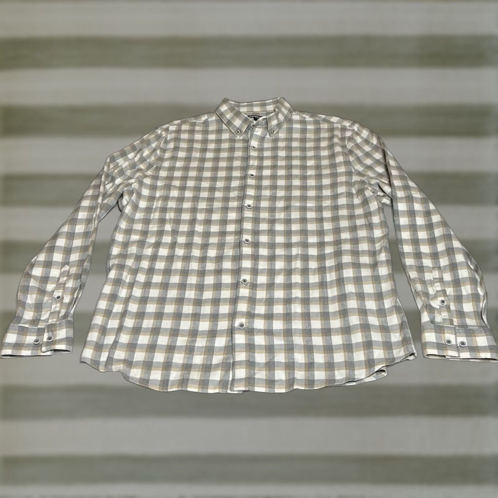 Express EXPRESS Shirt Long Sleeve Button-Down Plaid Casual Workwear Multicolor Cotton Blend Flannel L Size US L / EU 52-54 / 3 - 1 Thumbnail