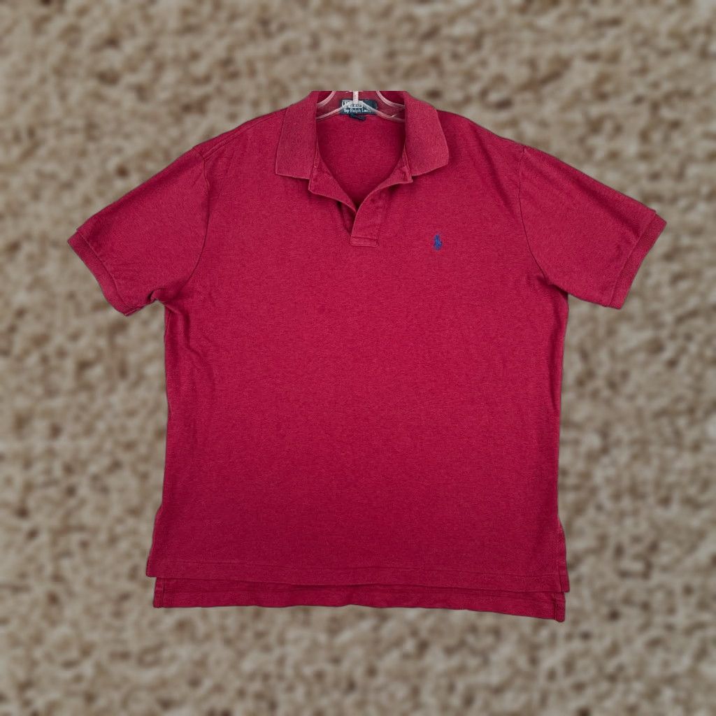 Ralph Lauren VINTAGE Polo Ralph Lauren Shirt Men Large Red 100% Cotton Short Sleeve Polo Shirt Mens Red Size US L / EU 52-54 / 3 - 1 Thumbnail