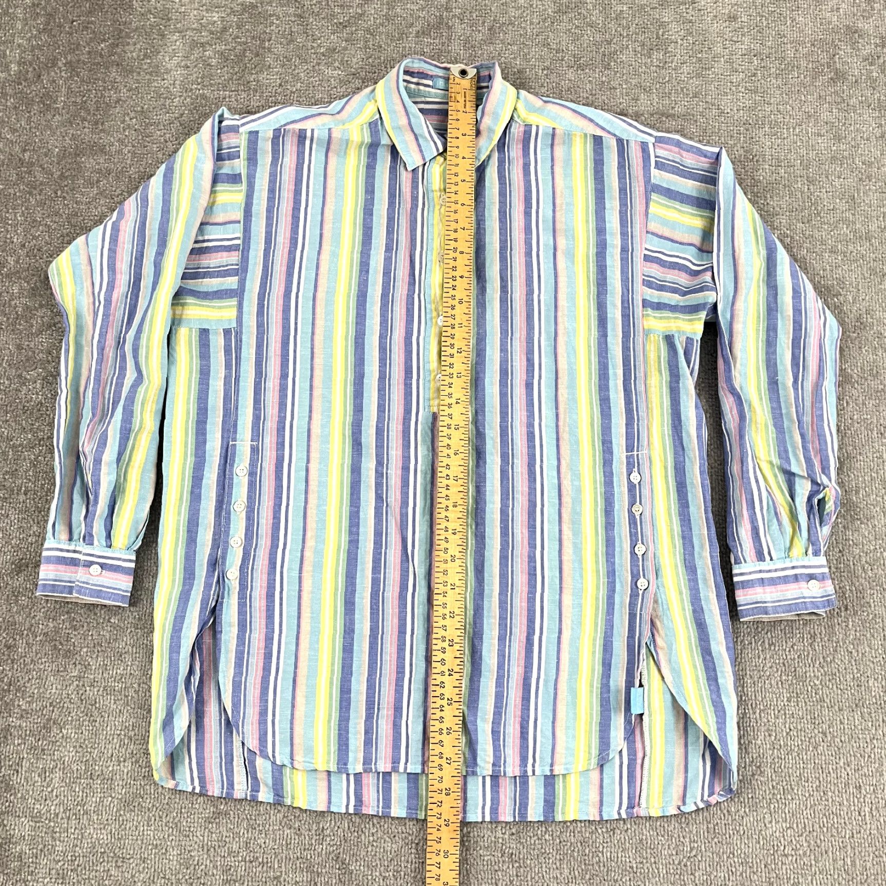 J.McLaughlin J. MCLAUGHLIN Shirt Womens XS Pastel Striped Oversized Linen Blend Popover Top Size XS / US 0-2 / IT 36-38 - 5 Thumbnail