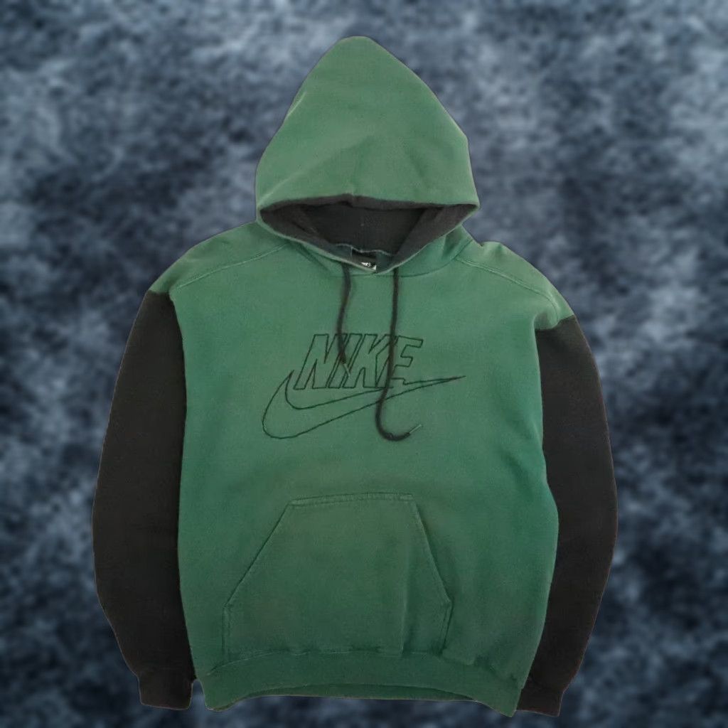 Vintage Nike Hoodie Sweatshirt Size Medium Green Black Men All